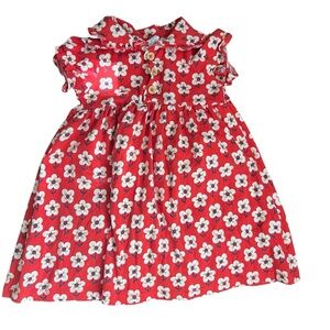 LCW Baby Girl Toddler Sz 12-18 months Floral Red Dress with Ruffle Sleeves